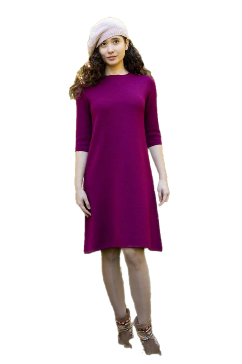 Rochie dama Tricotata Midi Hermina 122, Visiniu