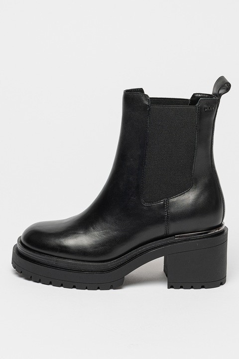 DKNY, bőr Chelsea csizma, vaskos sarokkal, Fekete, 39