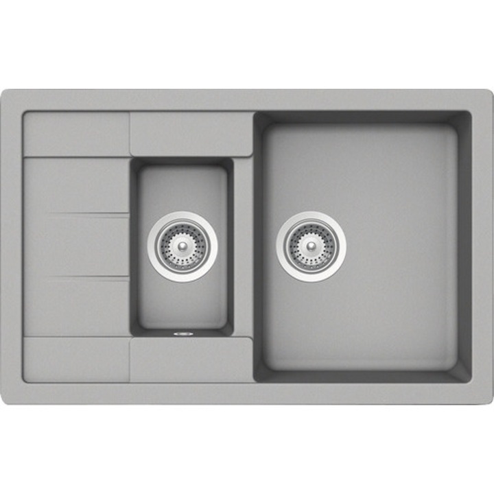 Chiuveta Bucatarie Cu 1 Cuva + ½ Schock Manhattan D-150s 78x50 Cm, Cu Picurator, Reversibila, Cristalite Croma