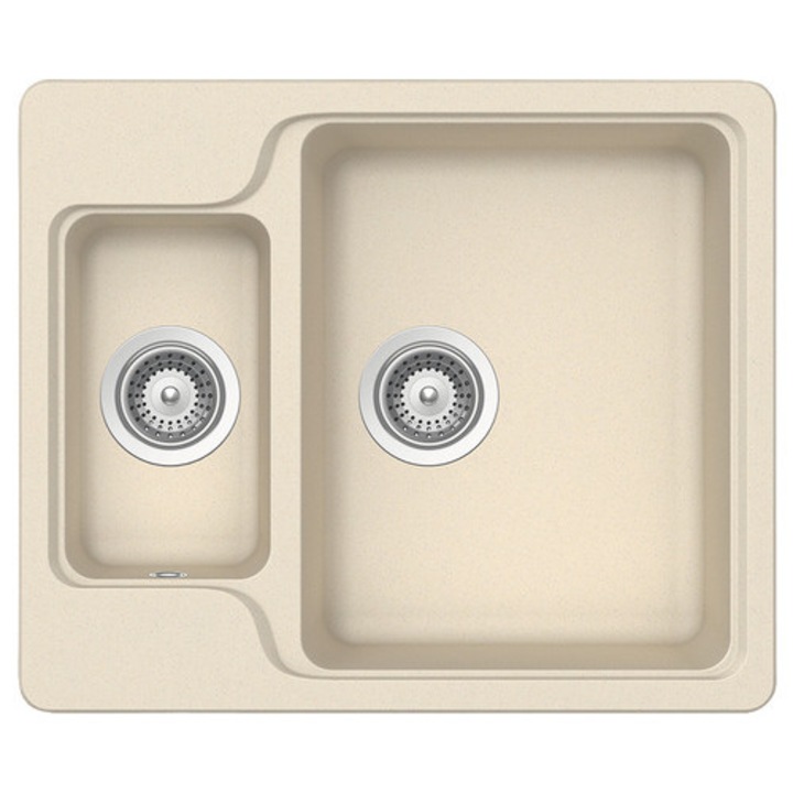 Chiuveta Bucatarie Cu 1 Cuva + ½ Schock Manhattan N-150 61x50 Cm, Fara Picurator, Reversibila, Cristalite Moonstone