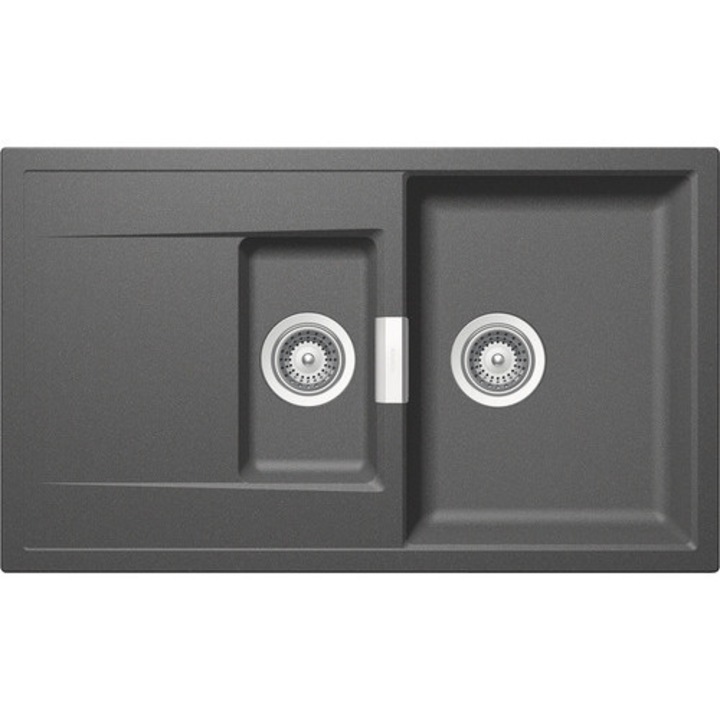 Chiuveta Bucatarie Cu 1 Cuva + ½ Schock Mono D-150 86x51 Cm, Cu Picurator, Reversibila, Cristadur Stone
