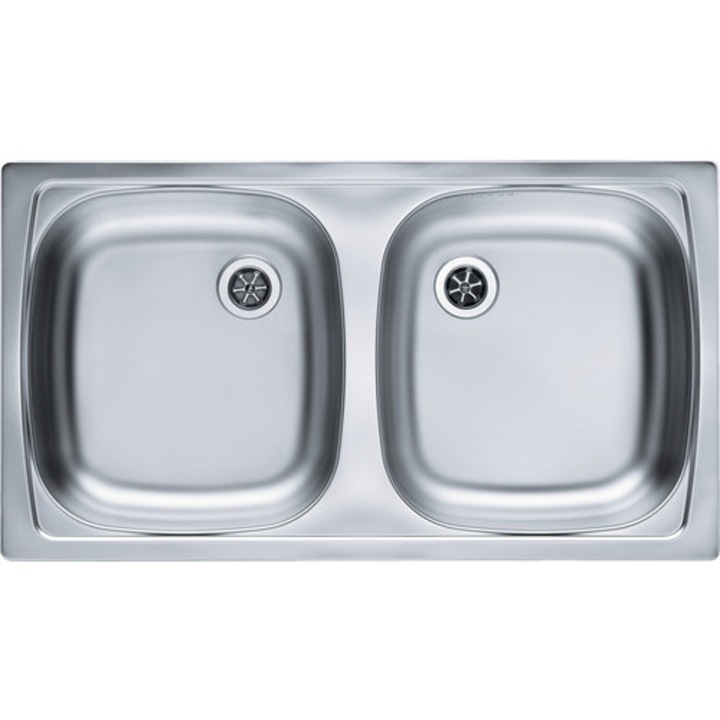 Chiuveta bucatarie cu 2 cuve ALVEUS Basic 160 Leinen, 78x43,5 cm, fara picurator, inox