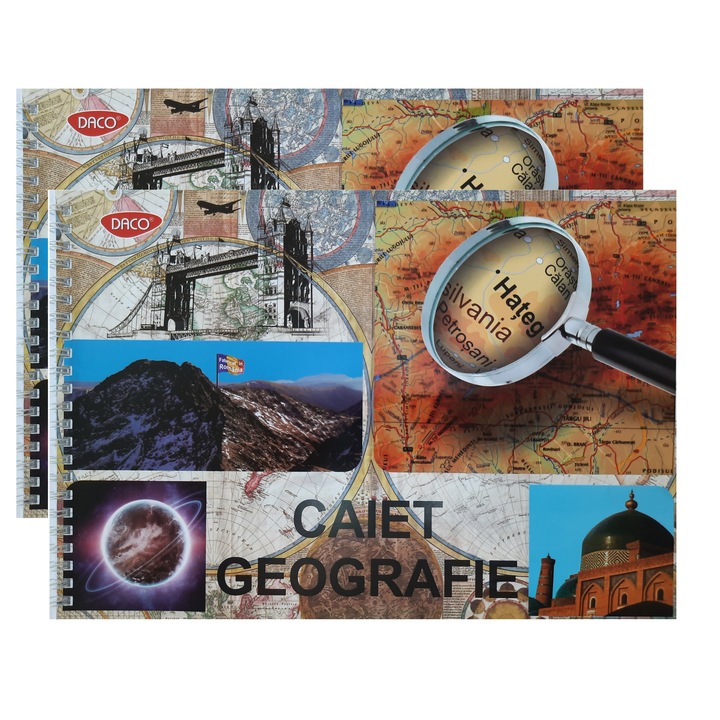 Set 2 caiete Geografie A4, cu spira, 24 file, FLR DACO