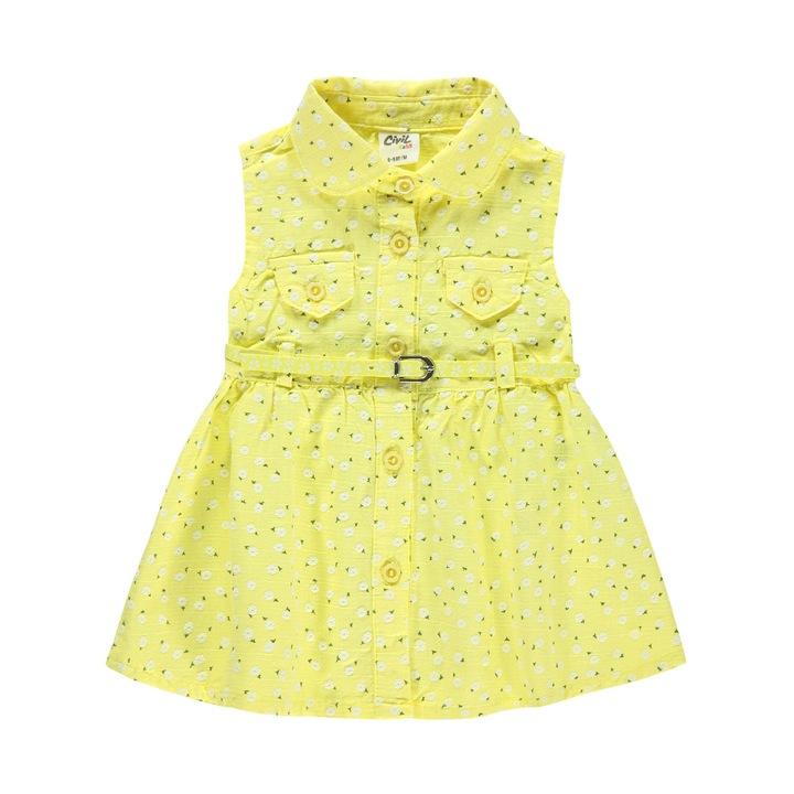 Детска лятна рокля Detroit с щампа на цветя, 100% памук, жълто