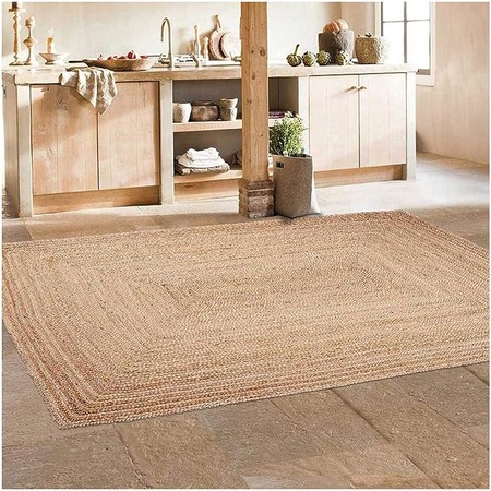Covor dreptunghiular din iuta, Kilim, Un amour de tapis, 60 x 110cm, Bej, Iuta
