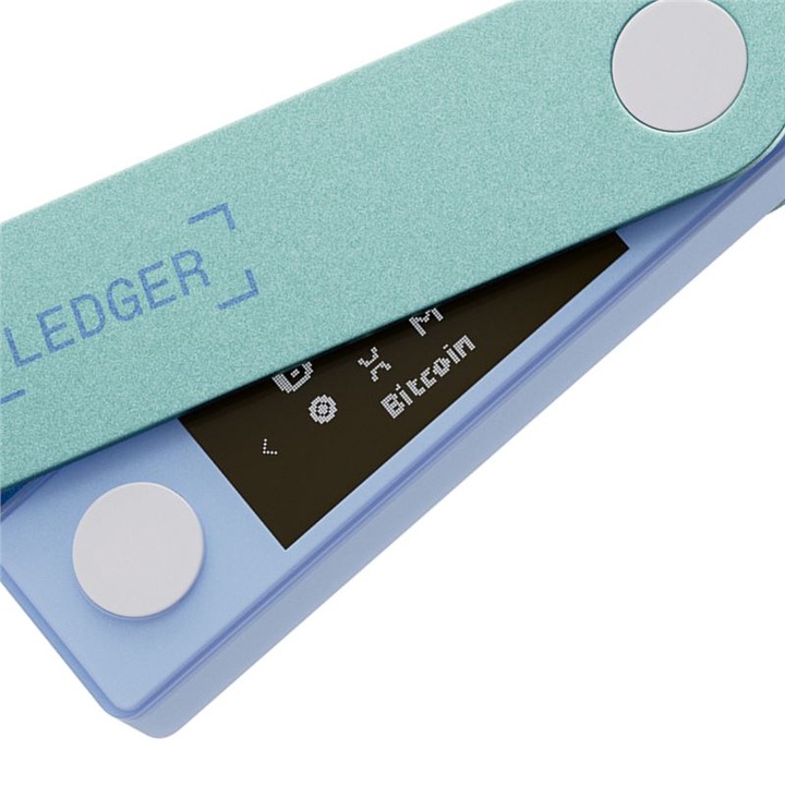 Електронен портфейл Ledger Nano X Crypto, за виртуални валути Bitcoin, Ethereum, Dash, ZCash и други, пастелно зелено