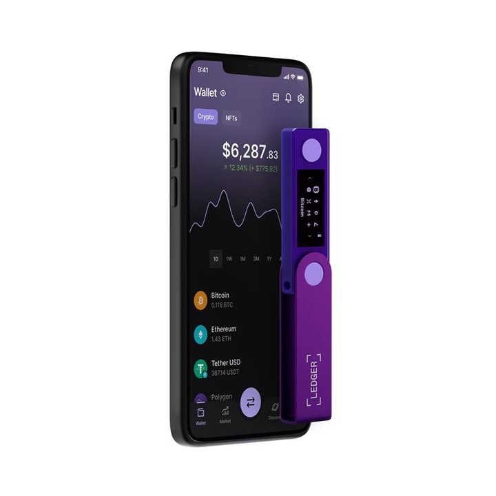 Ledger Nano X Crypto elektronikus pénztárca, virtuális pénznemekhez Bitcoin, Ethereum, Dash, ZCash és mások, Amethyst Purple
