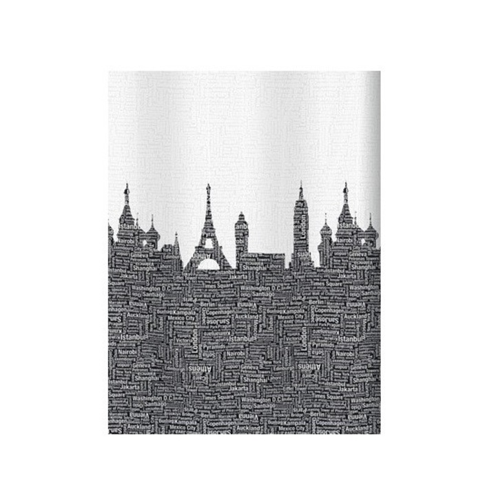Perdea De Dus Spirella Urban Textil 180x200 cm, Negru-Alb