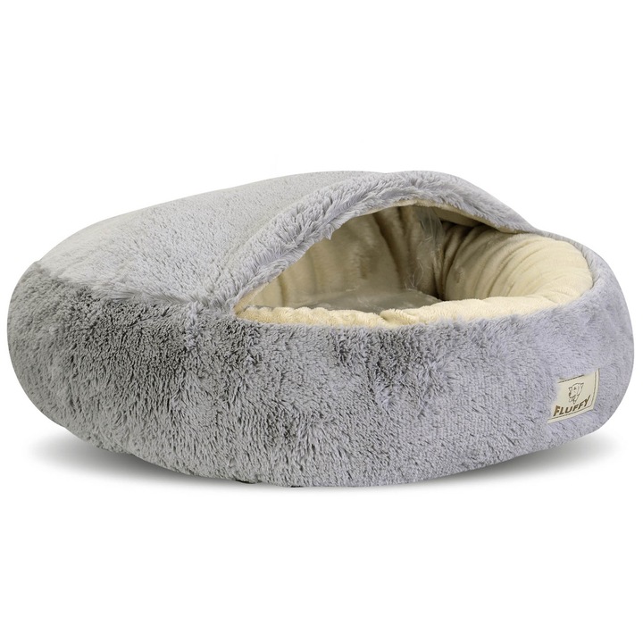 Pat Pentru Caini Cu Baldachin, Edanti, Gri, 50 Cm