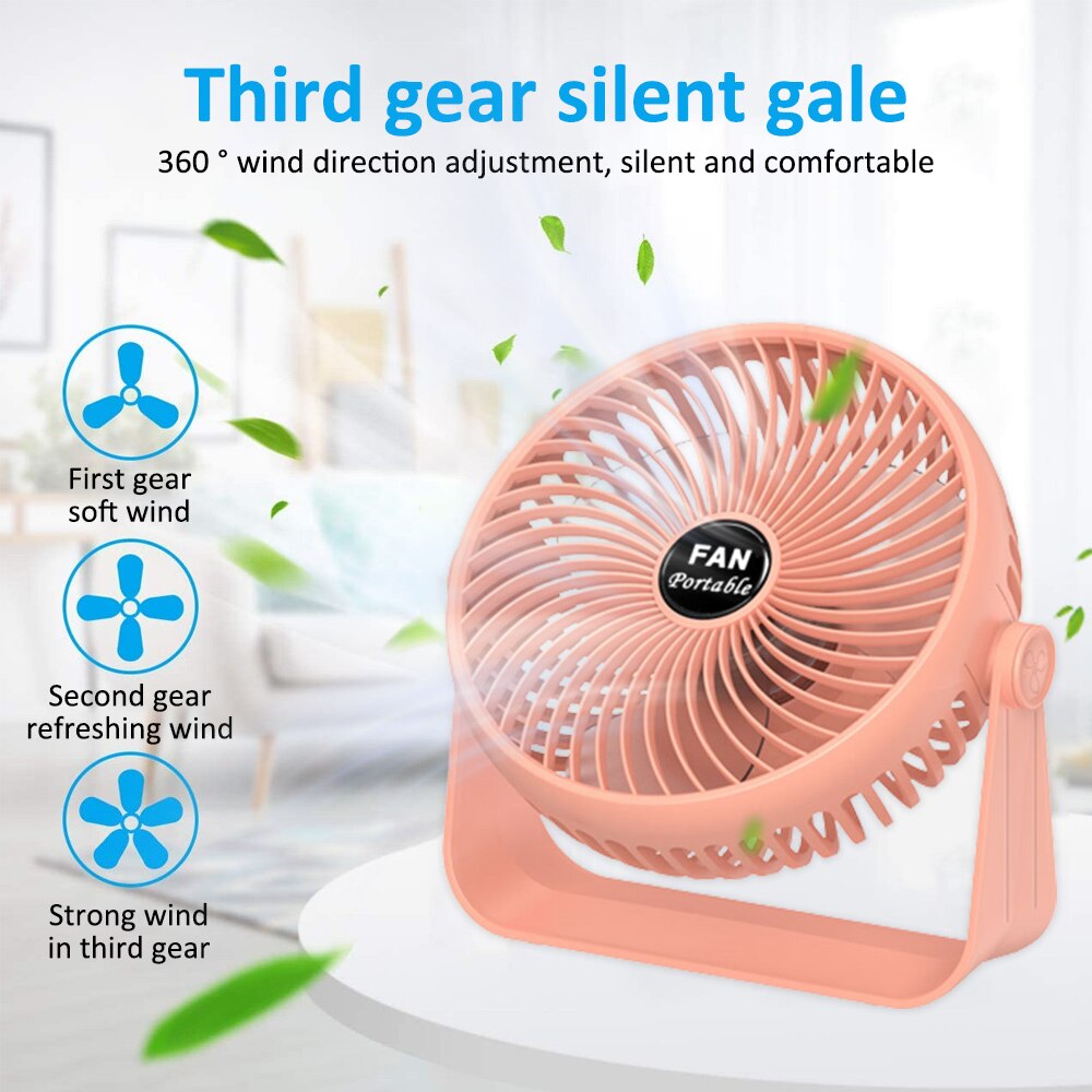 Ventilator portabil, Fan, 6 inchi, 3 trepte de viteza, Roz - eMAG.ro