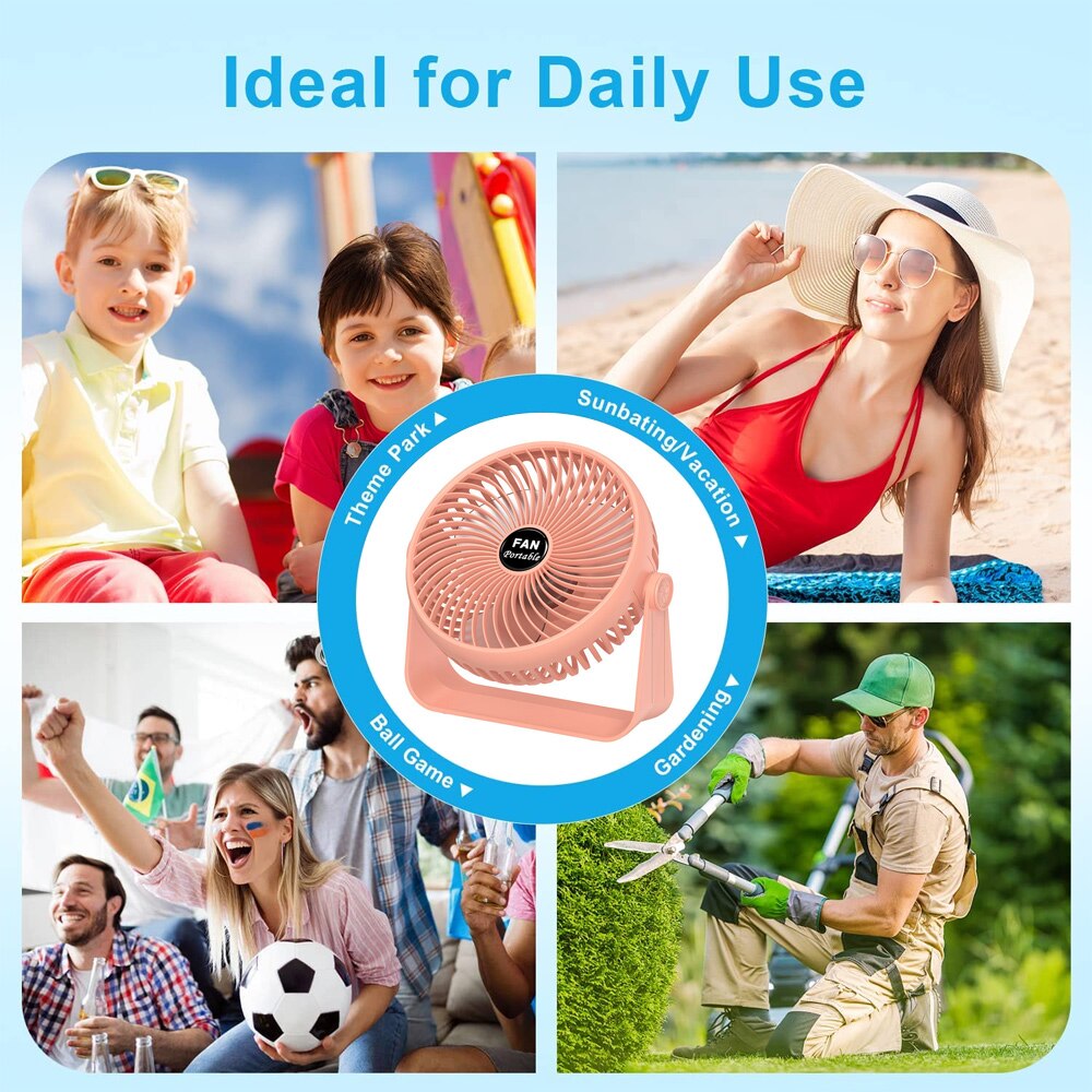 Ventilator portabil, Fan, 6 inchi, 3 trepte de viteza, Roz - eMAG.ro