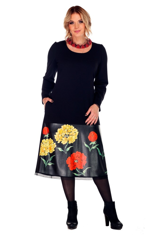 Rochie stofa cu piele Liza Panait R470E