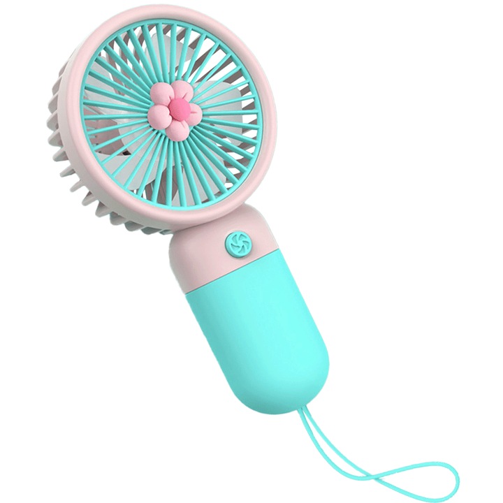 Mini Ventilator portabil, aerodinamic, incarcare USB, albastru/roz