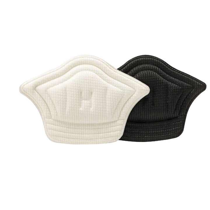 Set 2 perechi protectii calcai pentru incaltaminte, Bumbac, 11.5x8cm, Alb/Negru