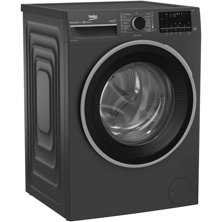 Пералня Beko B3WFU5721M, 7 кг, 1200 об/мин, Клас A, SteamCure, Recycled Tub, ProSmart Inverter Motor, Homewhiz, AddXtra, Manhattan Grey
