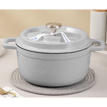 Oala cu capac Amercook IPot, fonta emailata, inductie, 24 cm, 4.6L, Gri