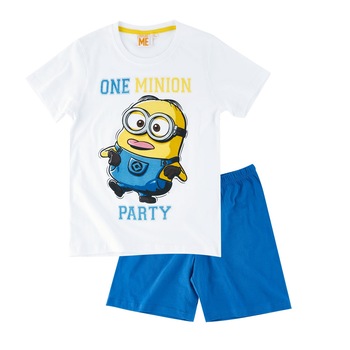 Pijama copii Minions alb albastru 8 ani Pijama copii Minions alb albastru 8 ani