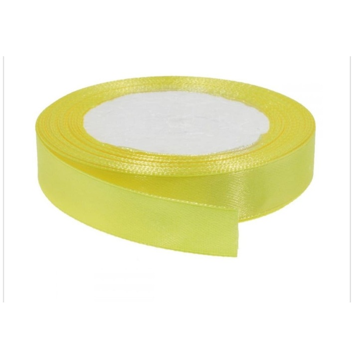 Panglica satinata latime 2 cm 1 rola 22 9 m galben deschis