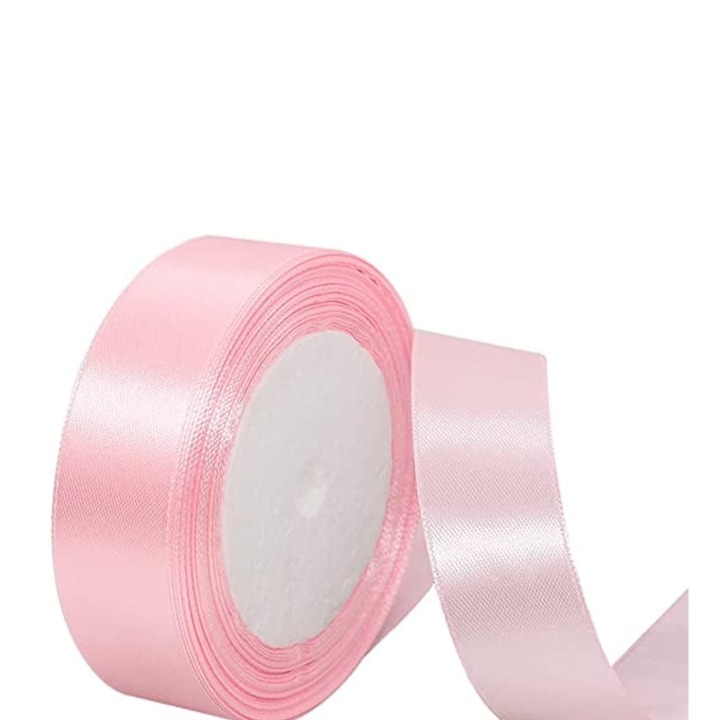 Panglica satinata latime 2 cm 1 rola 22 9 m roz deschis