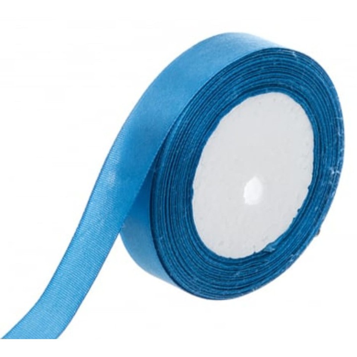 Panglica satinata latime 2 cm 1 rola 22 9 m albastru otel