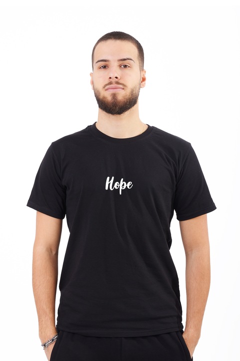 Тениска за мъже, персонализирана с изображение на надежда, памук, черно, L