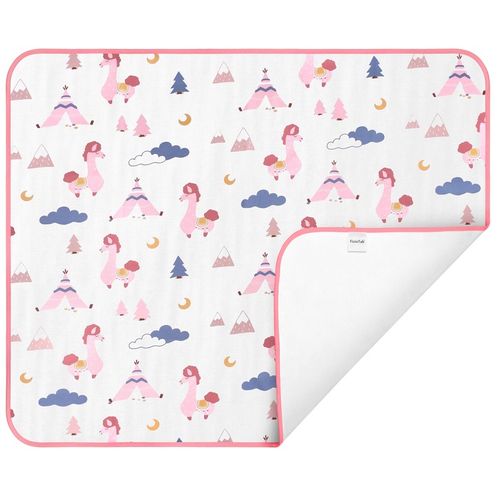 Aleza impermeabila mare pentru copii, FizioTab®, 80x100 cm, absorbanta si lavabila, refolosibila, tip paturica, pentru schimbat scutecul bebelusului, Lama