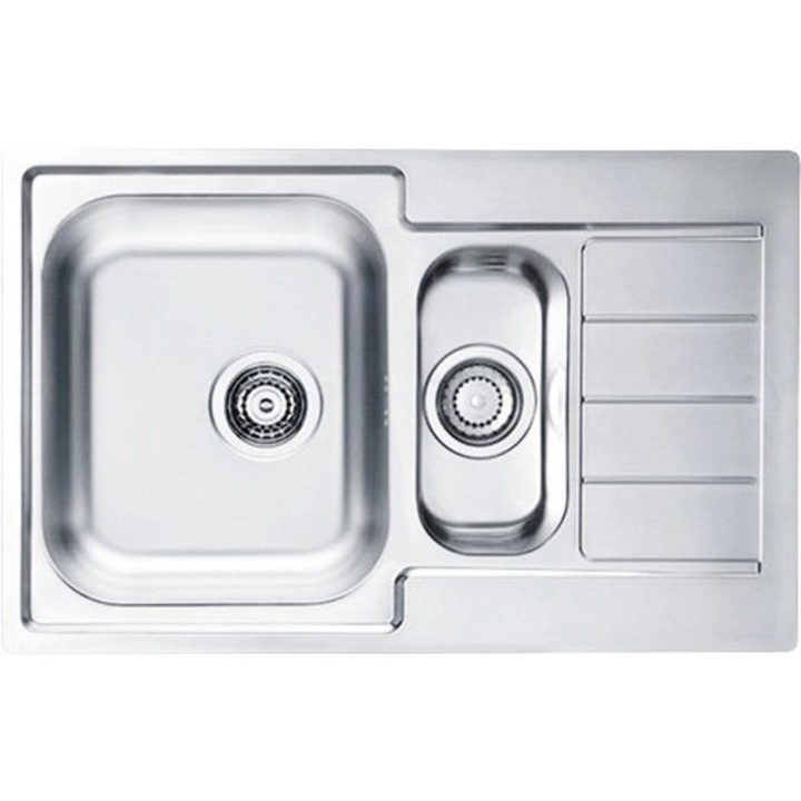 Chiuveta Bucatarie Cu 2 Cuve Alveus Line 70 Leinen, 79x50 Cm, Cu Picurator Pe Partea Stanga, Inox
