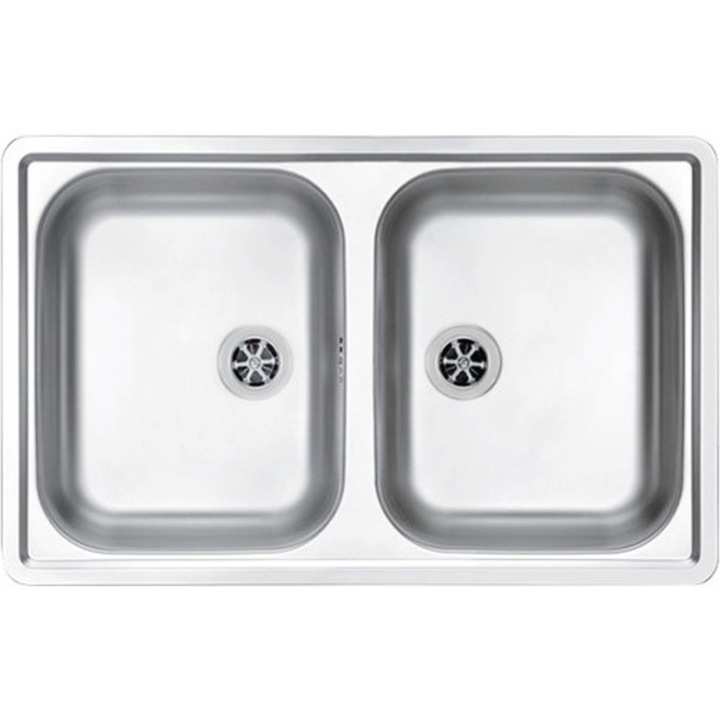 Chiuveta Bucatarie Cu 2 Cuve Alveus Line 90 Leinen, 79x50 Cm, Fara Picurator, Inox