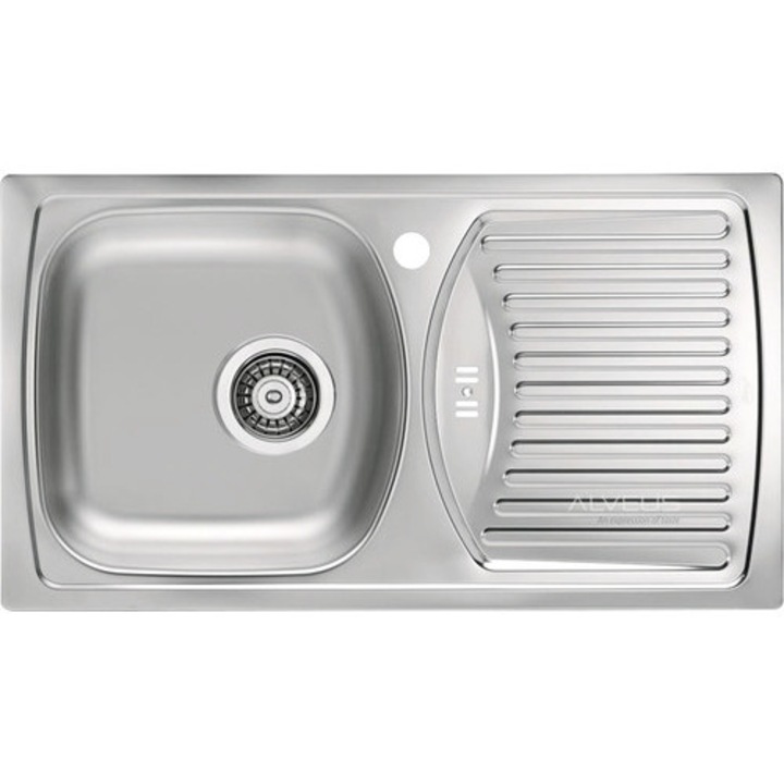 Chiuveta Bucatarie Cu O Cuva Alveus Basic 150 Satin, 78x35 Cm, Cu Picurator Pe Partea Dreapta, Inox Satinat