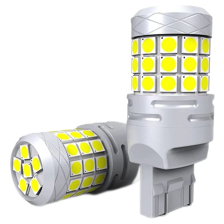 Комплект от 2 LED крушки Xentech Light w21w/5w T20 42 SMD с лупа Canbus 12-24V