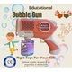 Jucarie interactiva Pistol de facut baloane de sapun, Bubble Machine, cu luminite, alimentare cu baterii, 15 x 13 x 6 cm, Roz