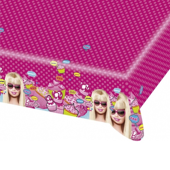 Fata de masa pentru petrecere copii - Totally Barbie, 180 x 120 cm