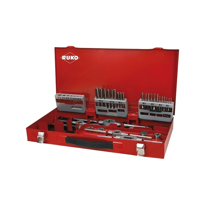 Eventus Set 8 Filiere M3-M12 HSS Con Supporto - Per Filettature Esterne