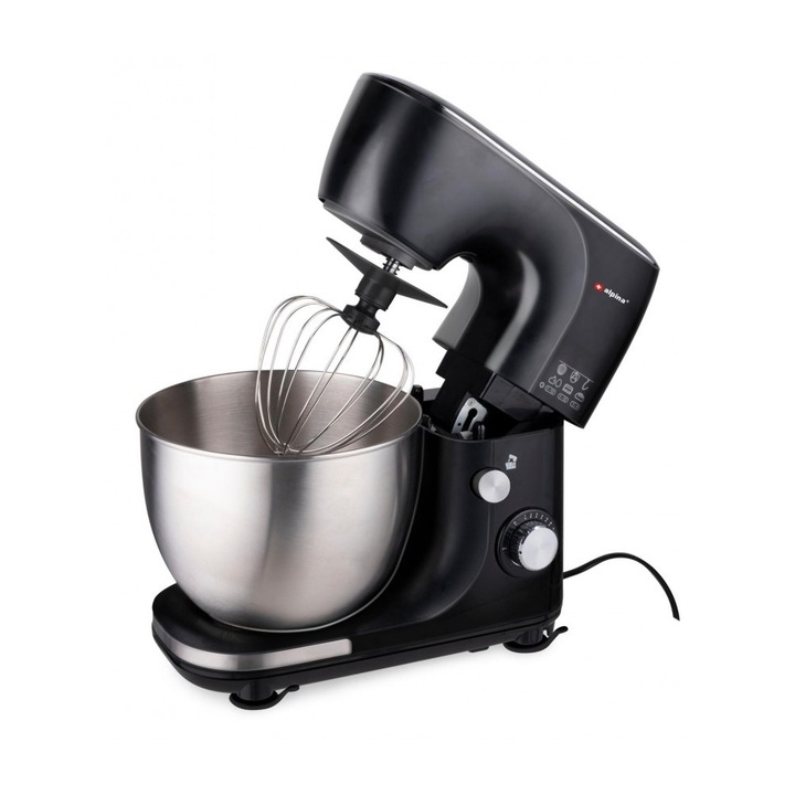 Мултифункционален миксер Alpina, купа от неръждаема стомана 5 литра, черен, 33,7 х 22,6 х 34,5 см, 800 W