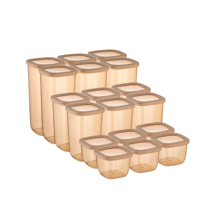 Vip Ahmet VP.055 18 élelmiszeres doboz, 6X550 ml, 6X1200 ml, 6X1750 ml, átlátszó és réz