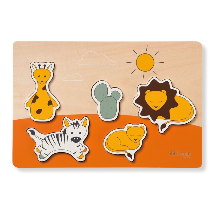 5 részes fa puzzle, Hauck, Safari