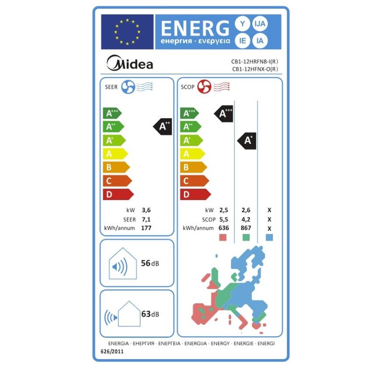 Aparat de aer conditionat Midea Breezeless E CB1-12HRFN8-CB1-12HFNX Inverter 12000 BTU, Clasa A++, mod somn, Cool Flash +, tehnologie OTA, curatare cu sterilizare, WiFi