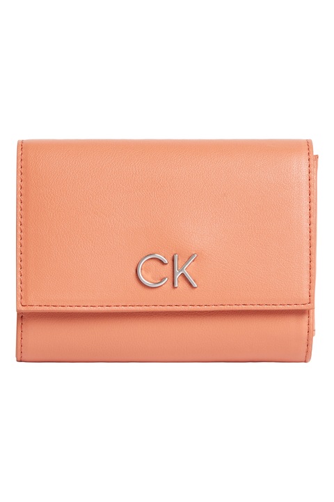 CALVIN KLEIN, Portofel pliabil de piele ecologica Re-Lock, Portocaliu