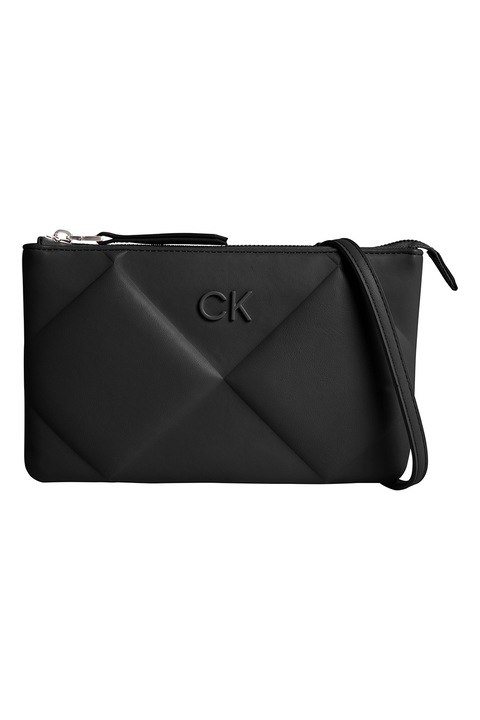 CALVIN KLEIN, Re-Lock logós crossbody táska, fekete