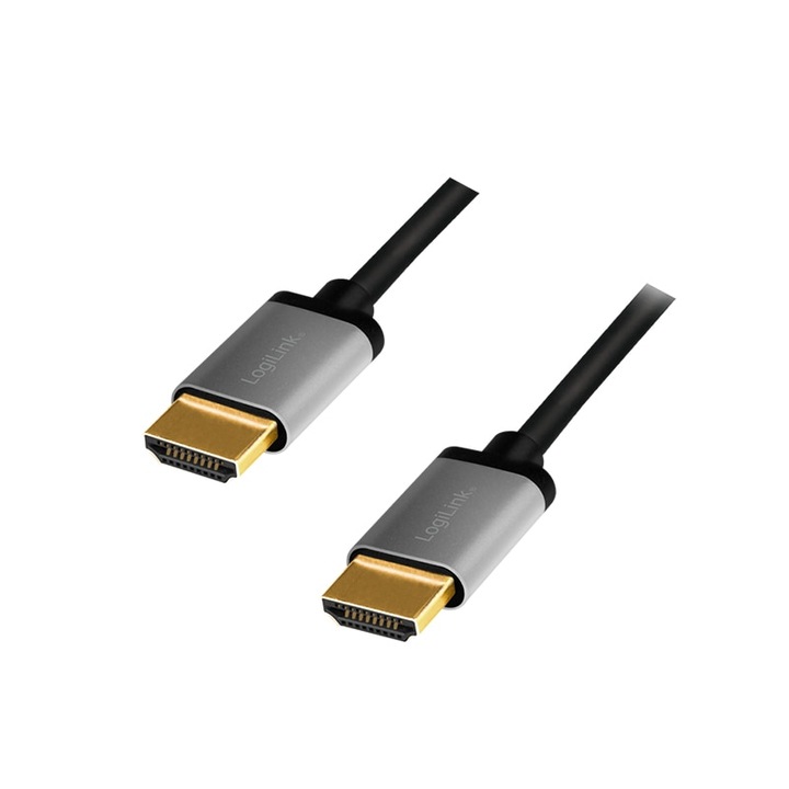 Cablu video Logilink, HDMI (T) la HDMI(T), rezolutie maxima 4K UHD (3840 x 2160) la 60 Hz, conectori auriti, 5m, negru