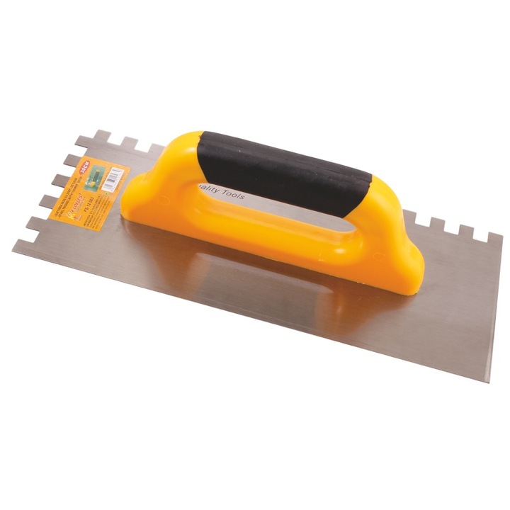 Gletiera inox cu zimti, negru - galben, 120 x 300 mm