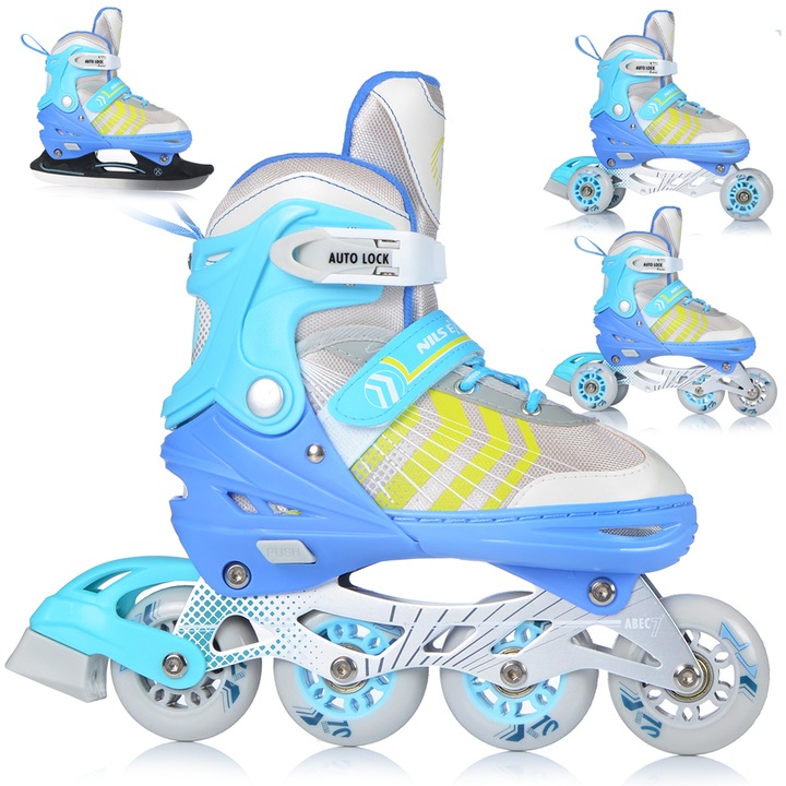 Állítható görgők, Nils Extreme NH18192, 4 az 1-ben, kék/türkiz, 39-43