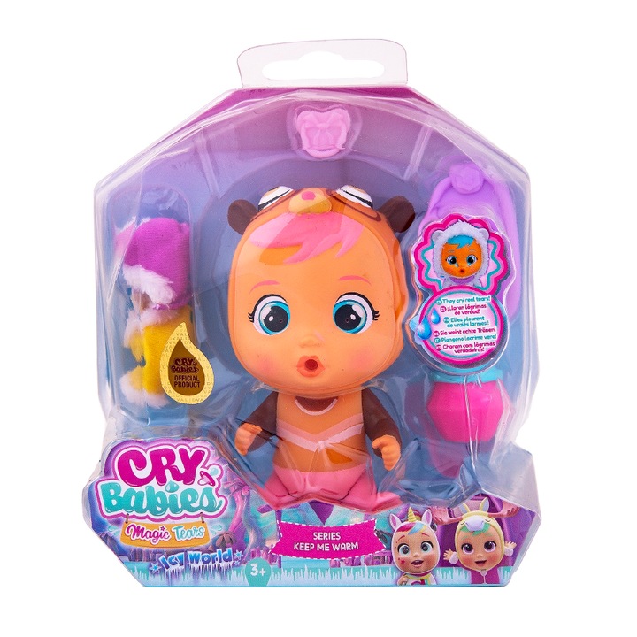 Papusa bebelus Mini Cry Babies Icy World Keep me warm, Aura,916241-905733