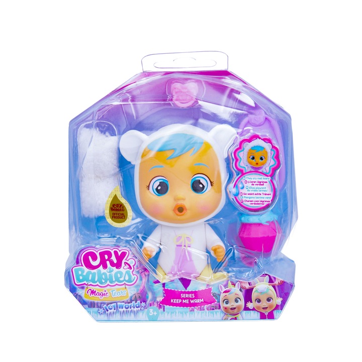Papusa bebelus Mini Cry Babies Icy World Keep me warm, Kristal, 916241-905672