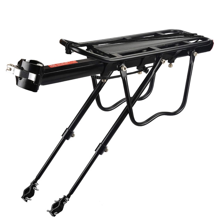 Portbagaj spate pentru bicicleta, Vaxiuja, Aluminiu, greutate maxima suportata 50kg, Negru