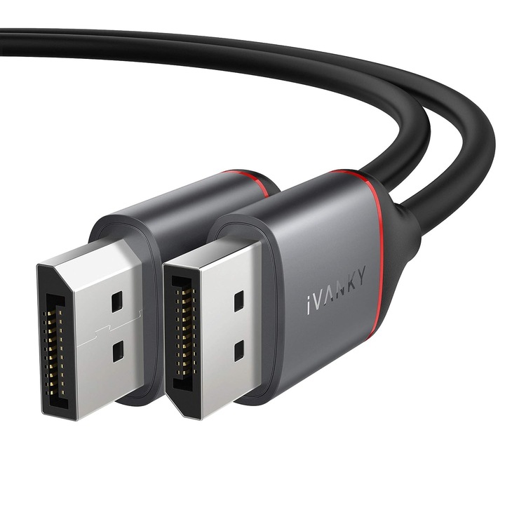 Cablu adaptor, iVANKY, Displayport la Displayport, 4K 60hz, 2K 165 Hz si 144 Hz, 2m, universal negru