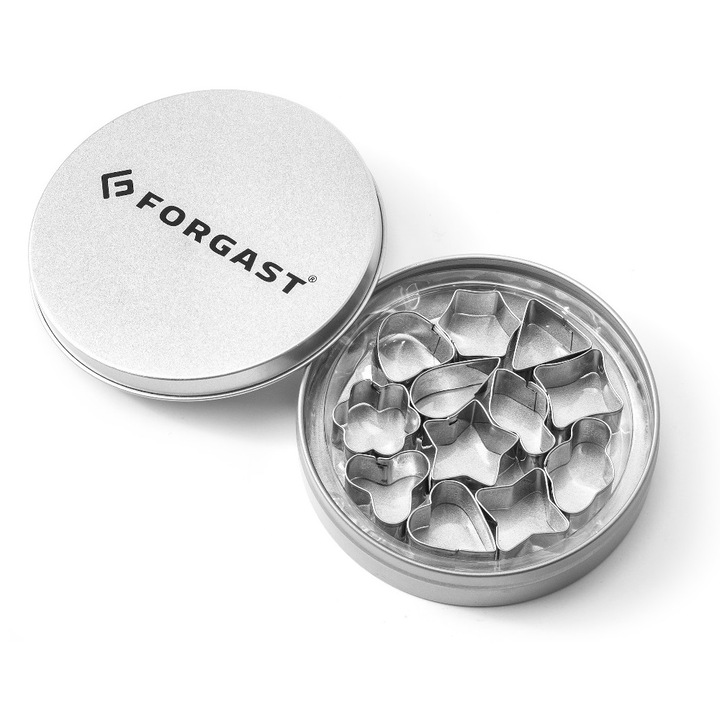 Set 12 Forme Prajituri, Forgast, Forme geometrice, Otel Inoxidabil, Diverse dimensiuni, Pentru taierea fursecurilor