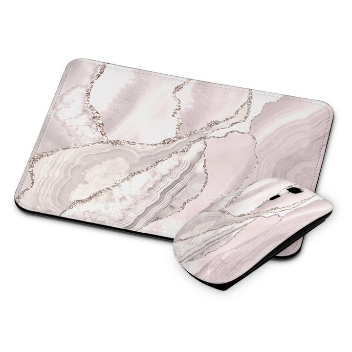 Mouse si mousepad fara fir cu model marmura 61