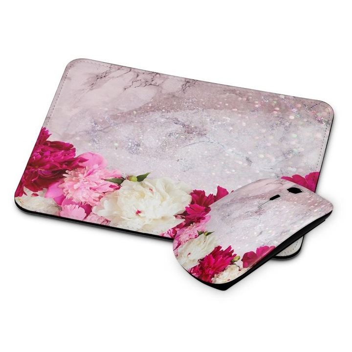 Mouse si mousepad fara fir cu model de marmura 191