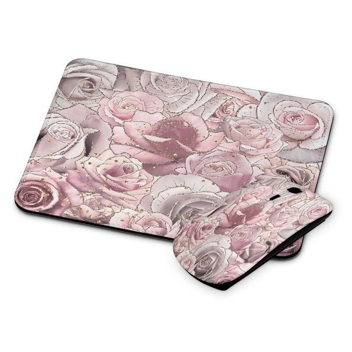 Mouse si mouse pad fara fir floral 62